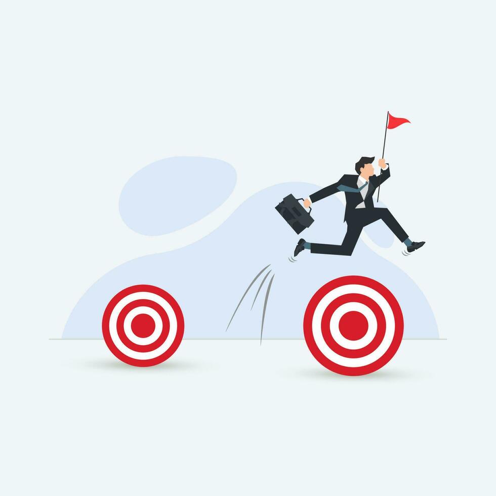 Businessman jumping on the target. Success achieve the target in business or career concept vector