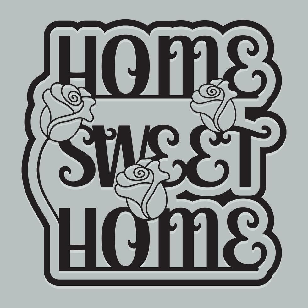 hogar dulce hogar letras caligrafía pegatina diseño vector