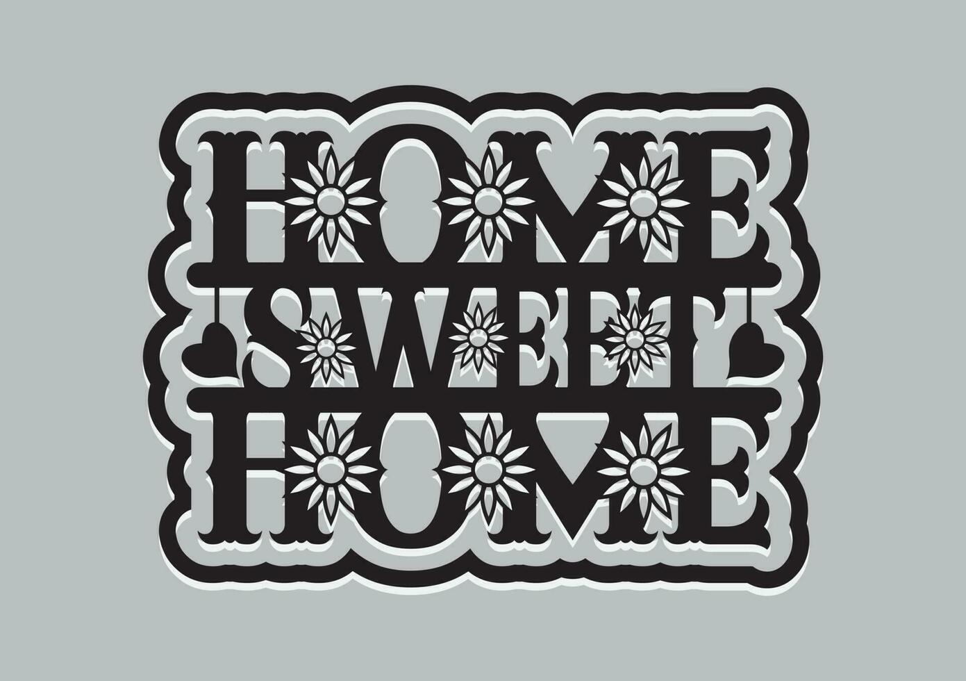 hogar dulce hogar letras caligrafía pegatina diseño vector