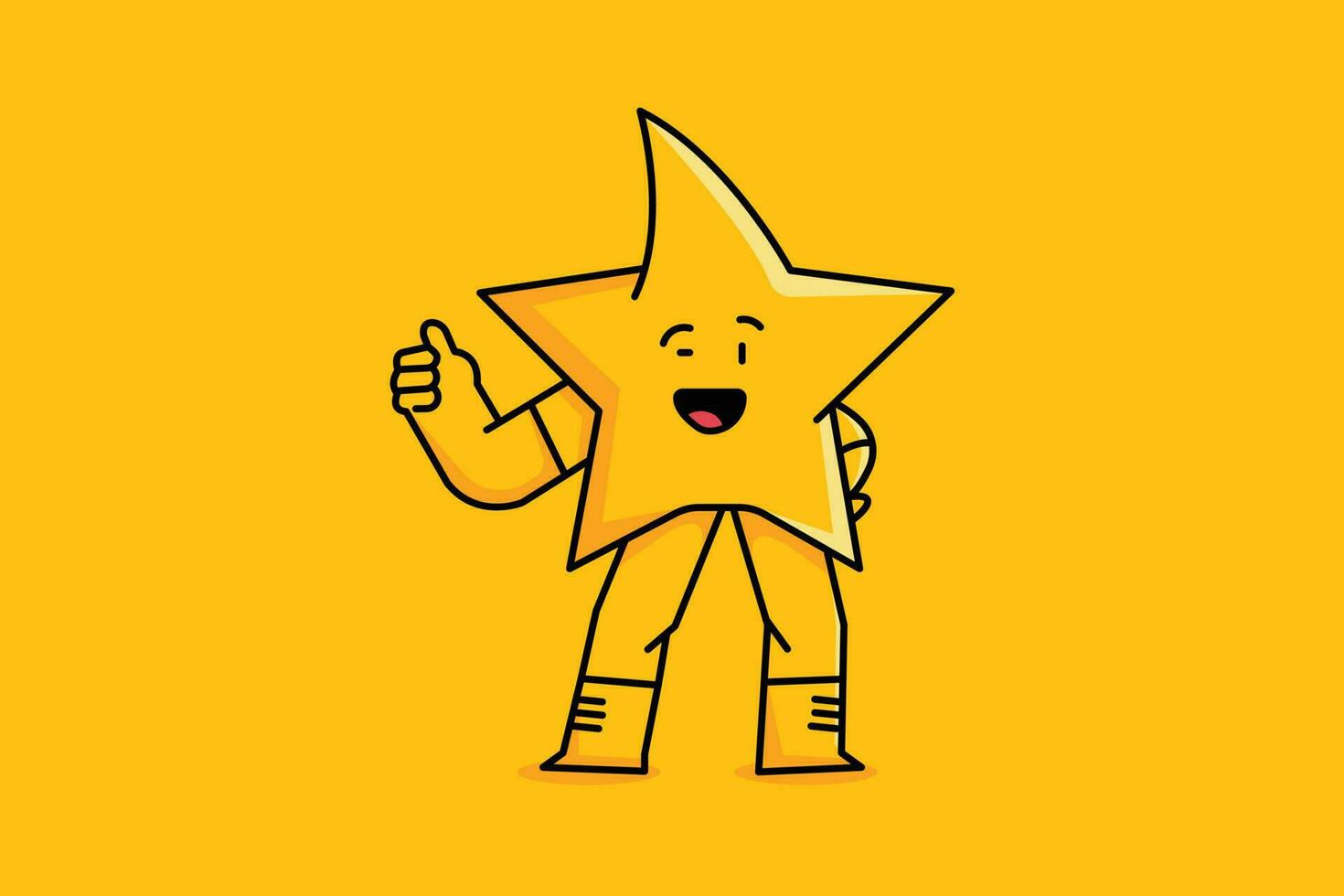 estrella sonrisa mascota demostración pulgar actitud logo diseño amarillo vector