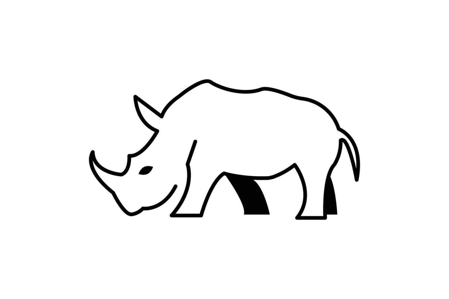 Minimalist rhino logo design coloring pages vector