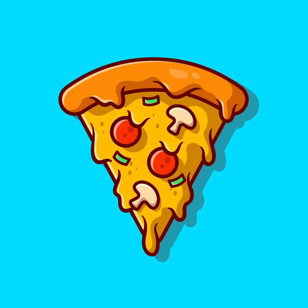 Slice Of Pizza Melted Cartoon Vector Icon Illustration. Fast  Food Icon Concept Isolated Premium Vector. Flat Cartoon  Style