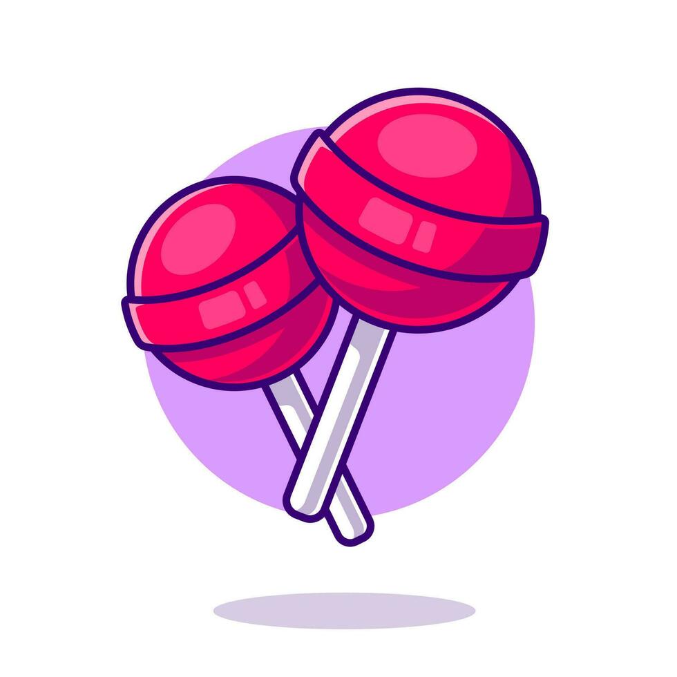 Lollipop Candy Cartoon Vector Icon Illustration. Food Object  Icon Concept Isolated Premium Vector. Flat Cartoon Style