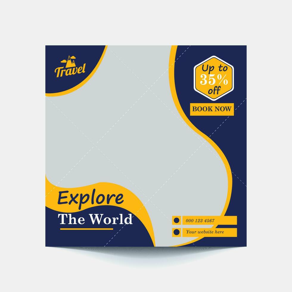 travel the world social media post template vector