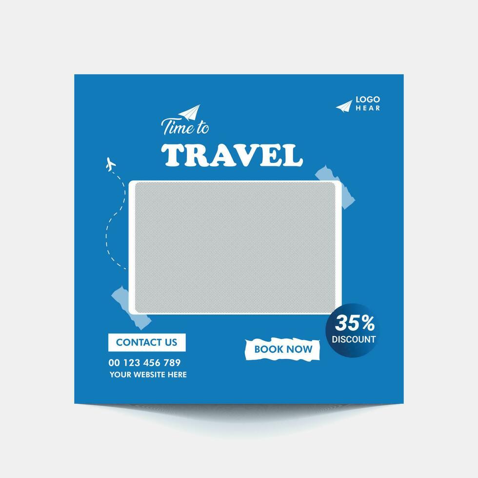 travel the world social media post template vector