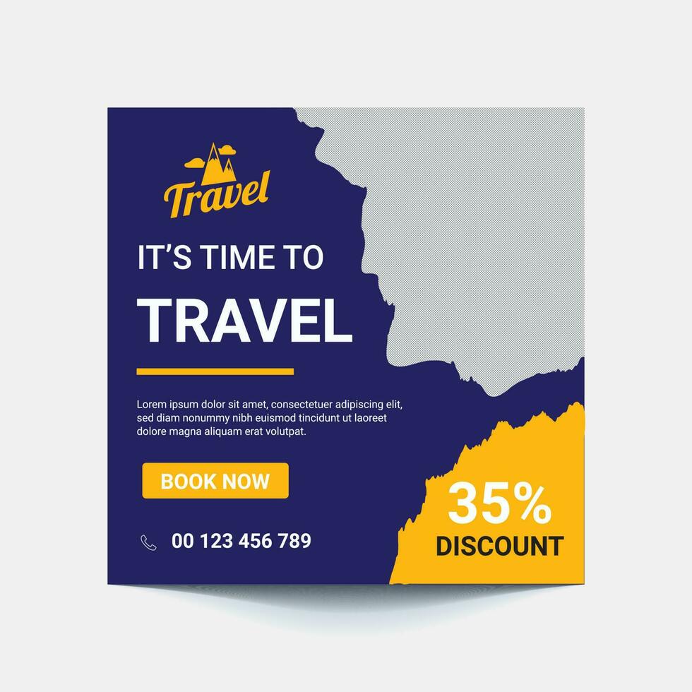 travel the world social media post template vector