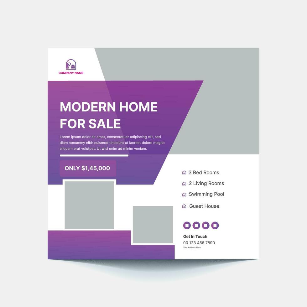 real estate house sale and home rent advertising modern square Social media post banner set for digital marketing agency vector