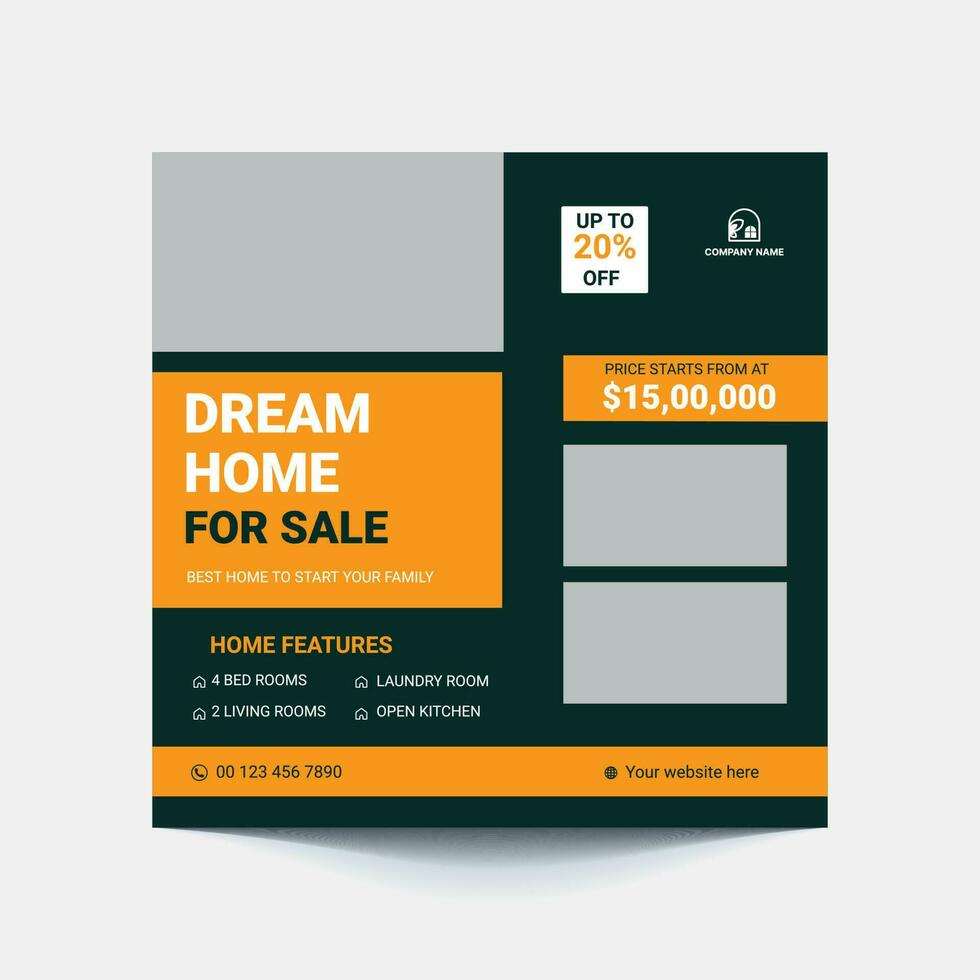 real estate house sale and home rent advertising modern square Social media post banner set for digital marketing agency vector