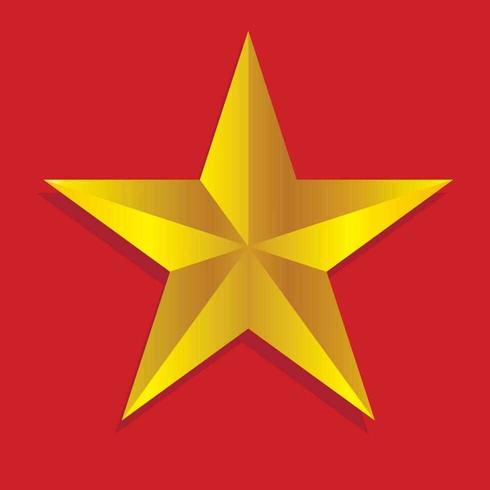 Golden Star on Red Background vector