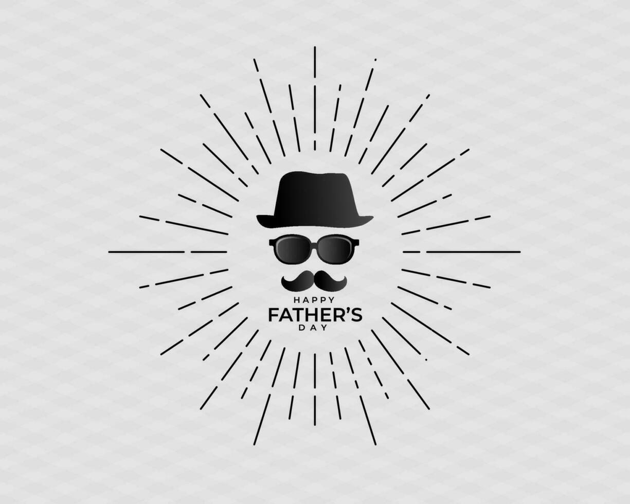 Happy Fathers Day greeting. Vector background with doodle hat and mustache orange lettering in red background