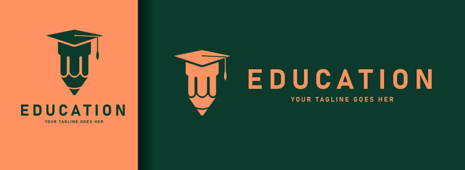 education logo deign. pencil with graduation hat vector