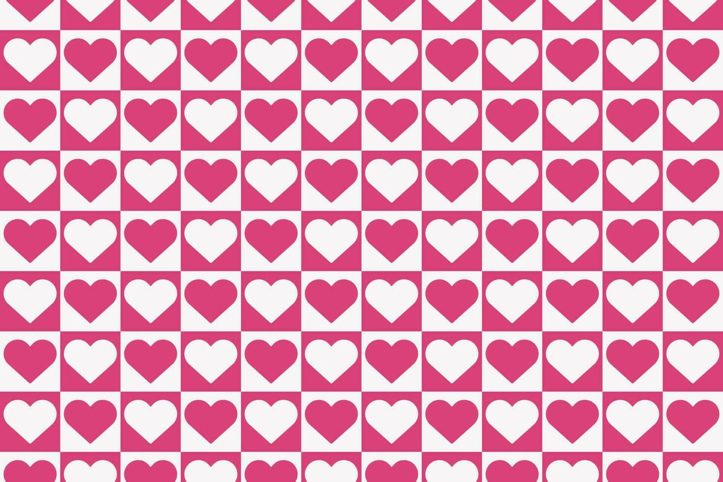 Pink and white gingham heart seamless pattern. Checkered love background for valentine's day. Abstract block hearts mosaic. vector