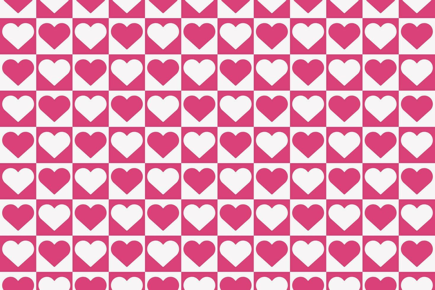 Pink and white gingham heart seamless pattern. Checkered love background for valentine's day. Abstract block hearts mosaic. vector