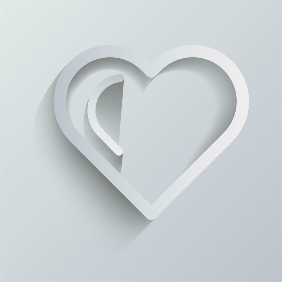3d paper cut heart vector illustration