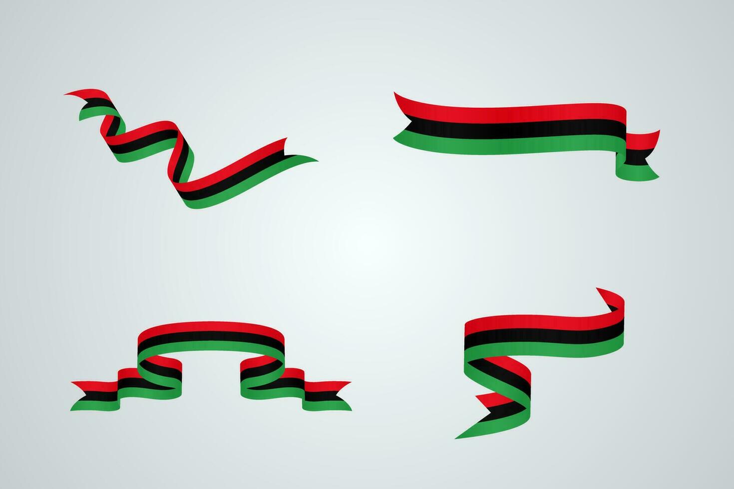 set of flag ribbon with palette colors of libya for independence day celebration decoration vector