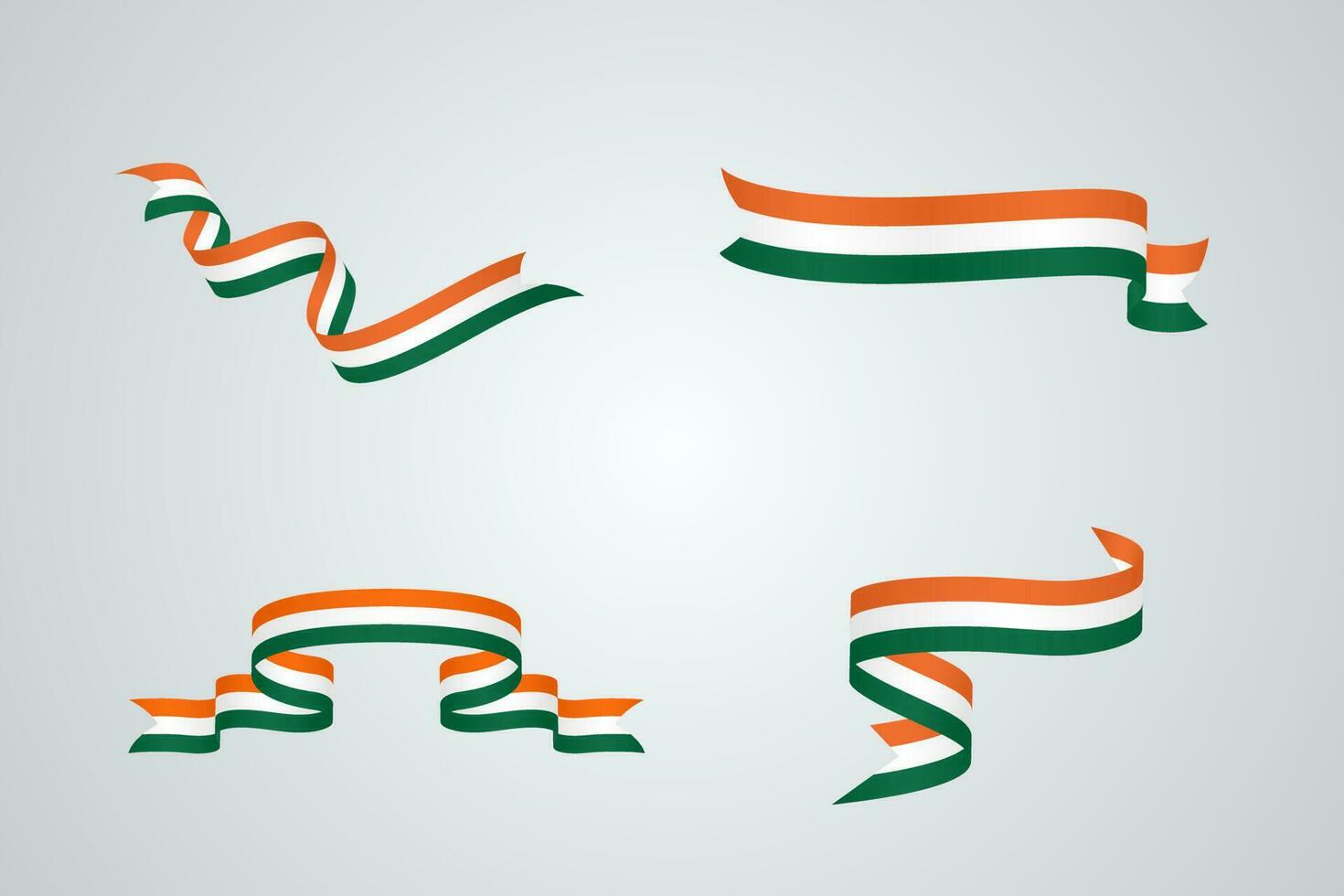 set of flag ribbon with palette colors of india for independence day celebration decoration vector