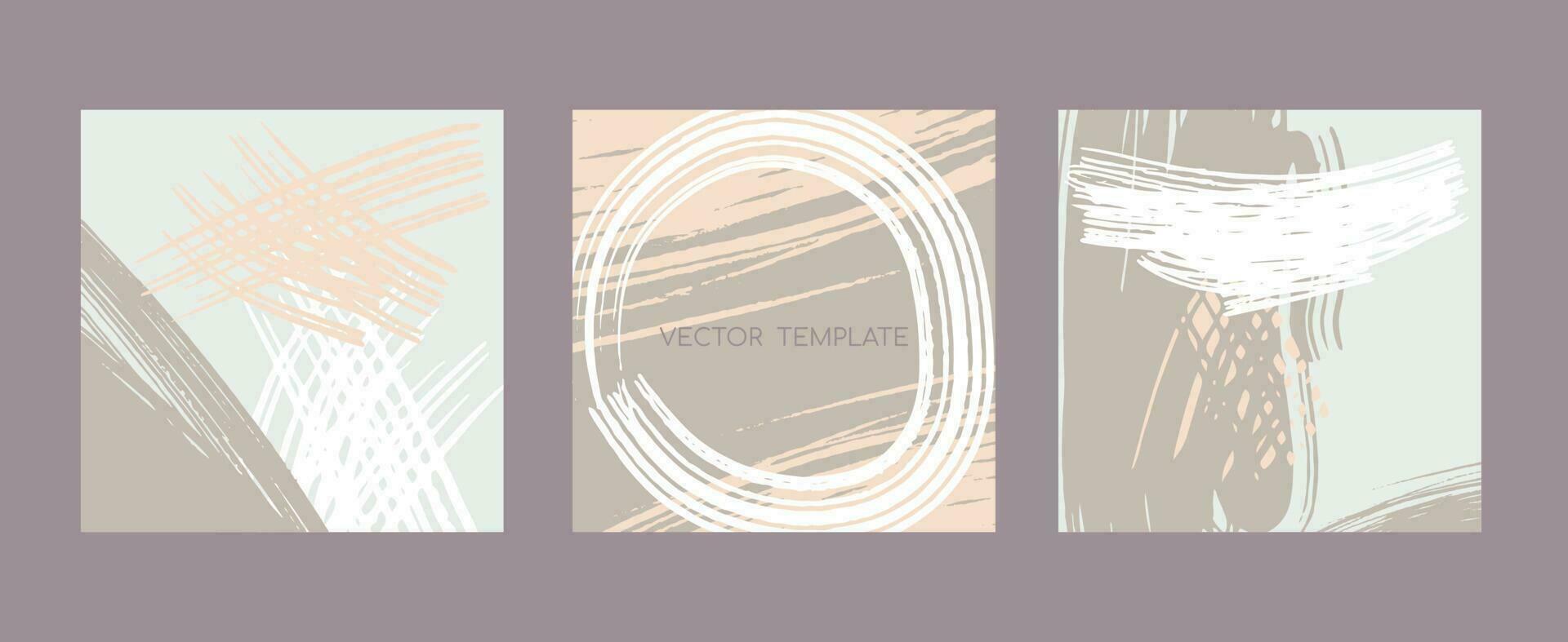 Modern vector layouts with hand drawn brush strokes and textures.