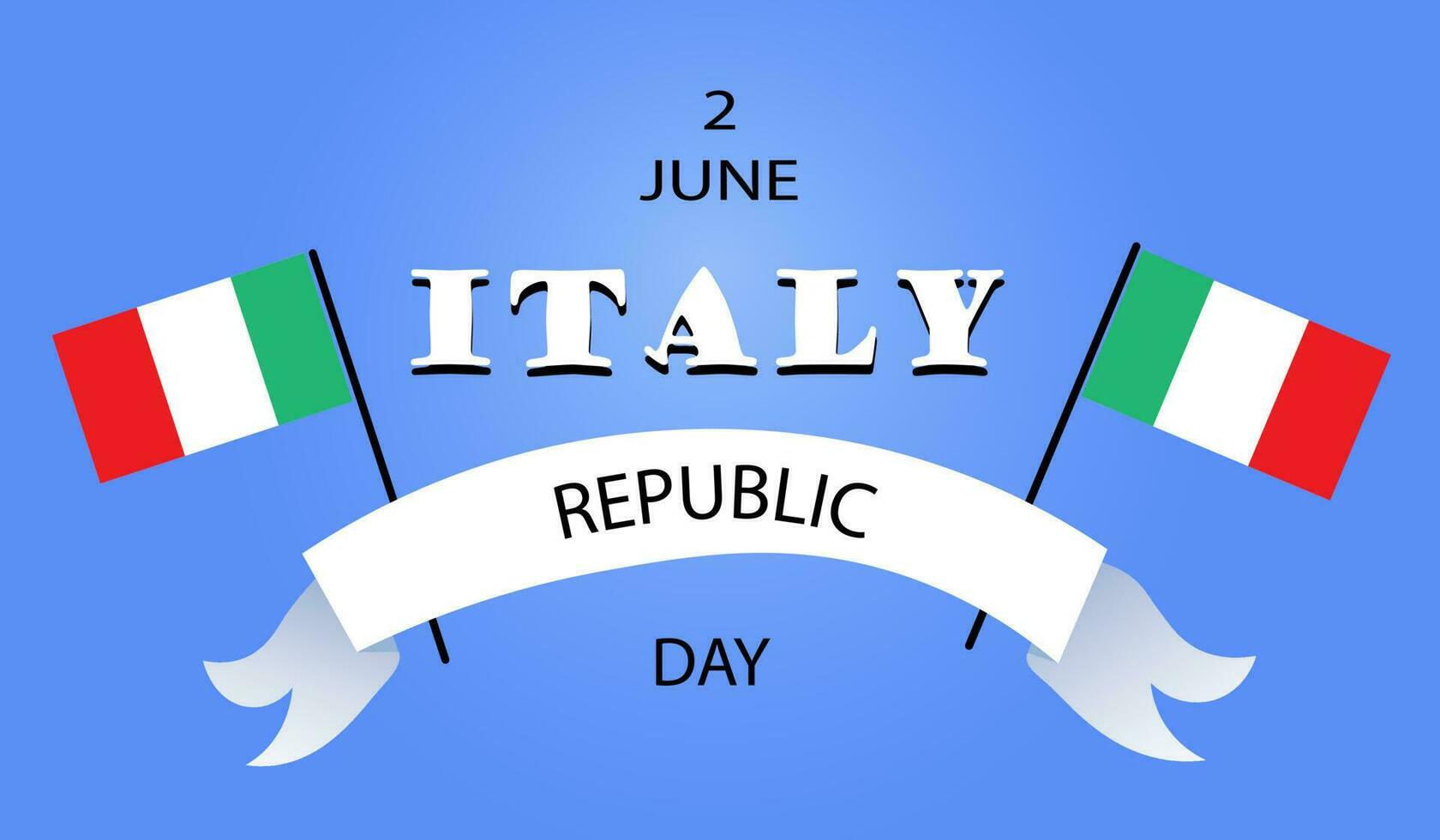 Happy republic day of Italy . 2 June celebration. Red Green White flag