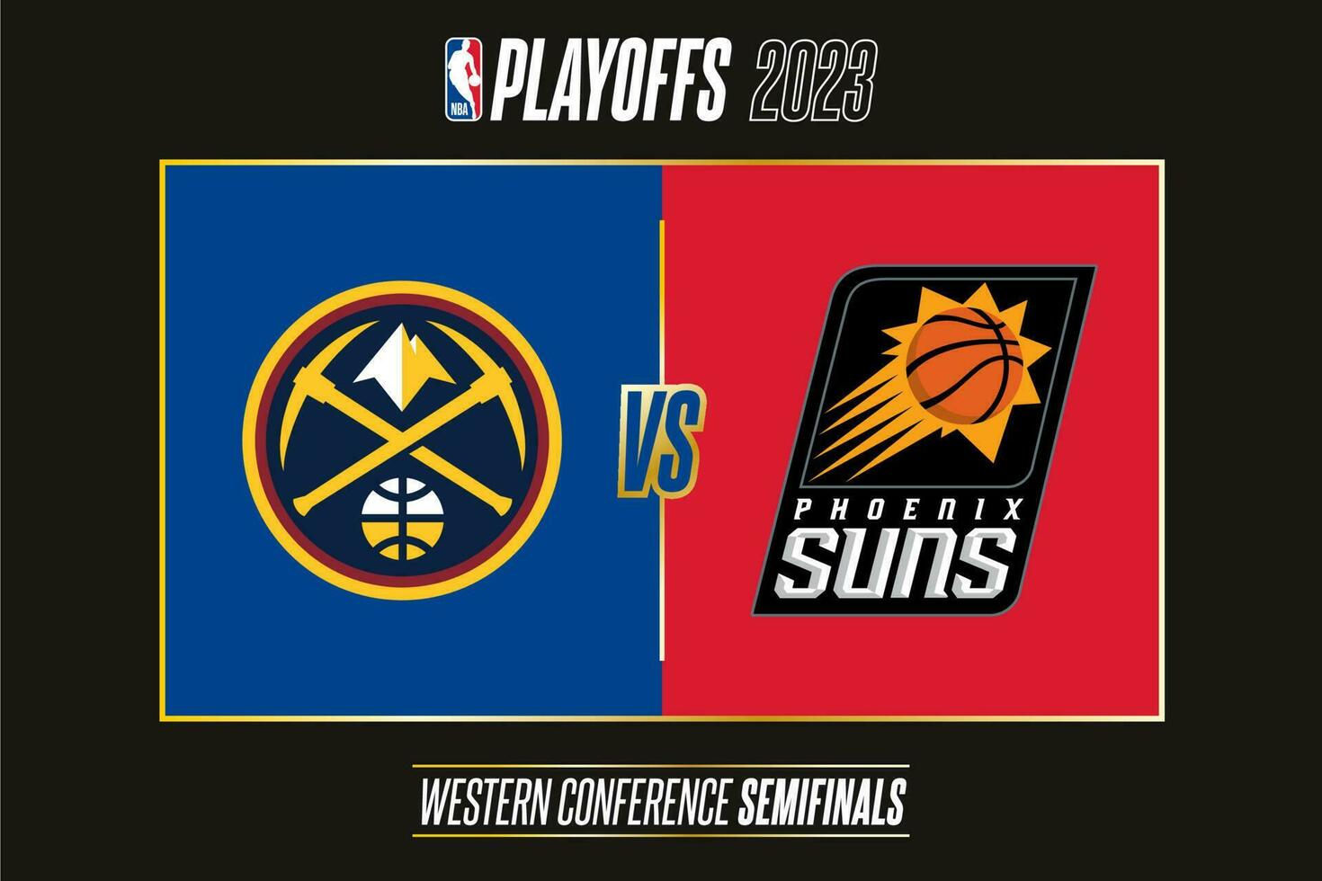 Denver Nuggets vs Phoenix Suns, semifinals of 2023 NBA playoffs. Tournament of the National Basketball Associations 2022-23 season. Tbilisi, Georgia - May 1, 2023. vector