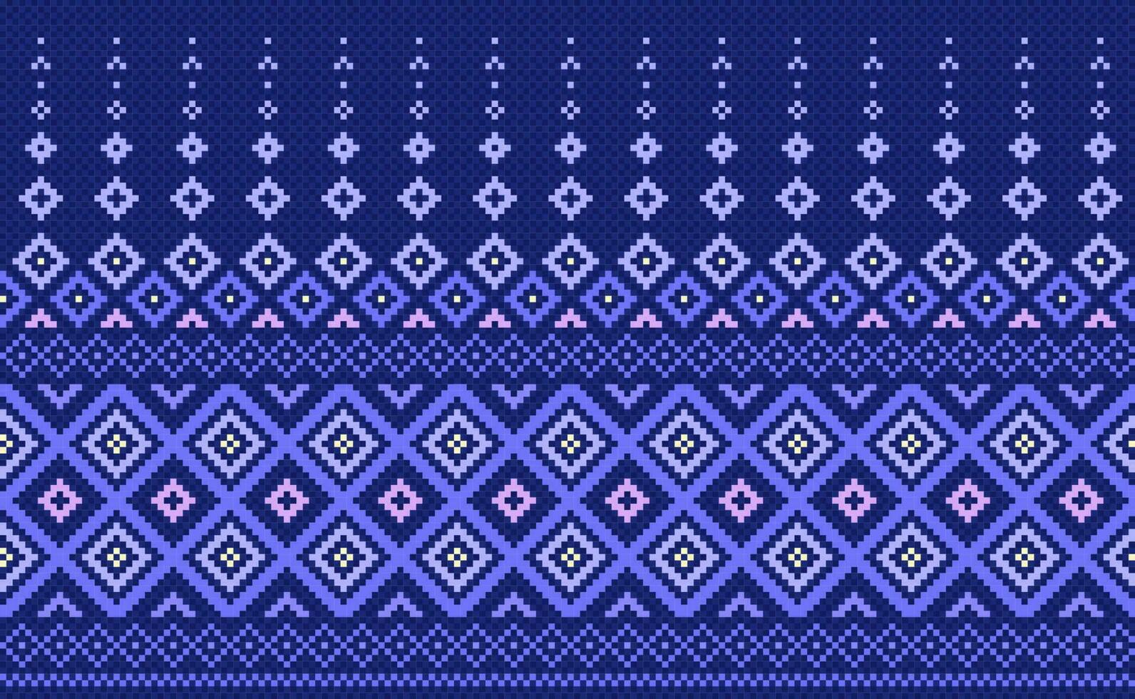 Pixel ethnic pattern, Vector embroidery tribal background, Geometric fashion abstract style