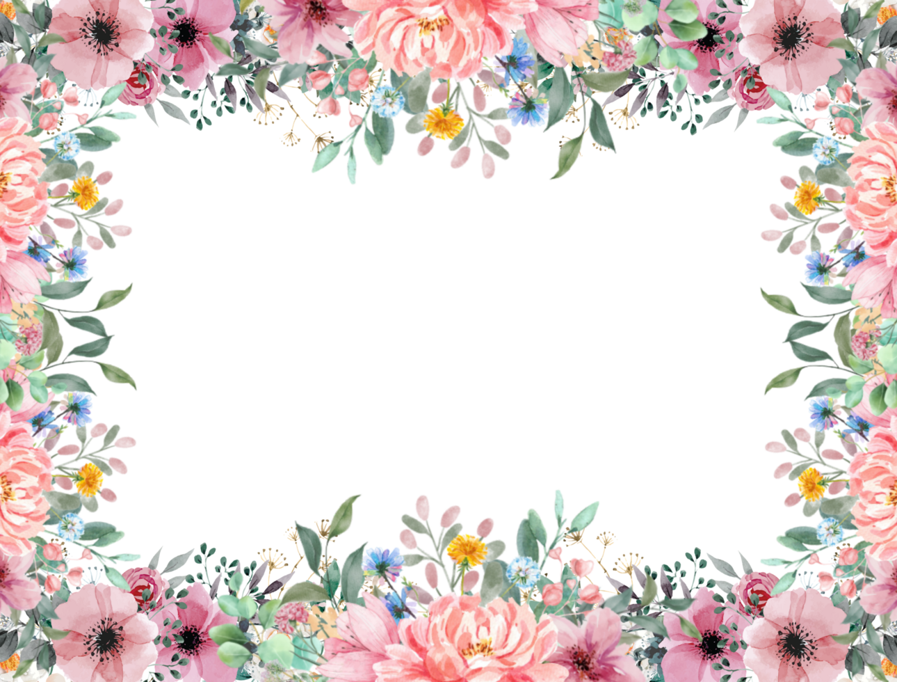 Free Flower frame decorative design 23363206 PNG with Transparent ...