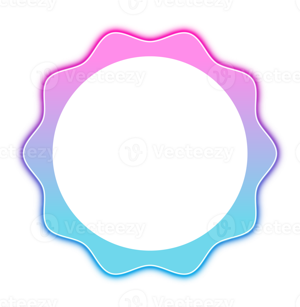 transparant neon gloeiend postzegel cirkel ontwerp element png