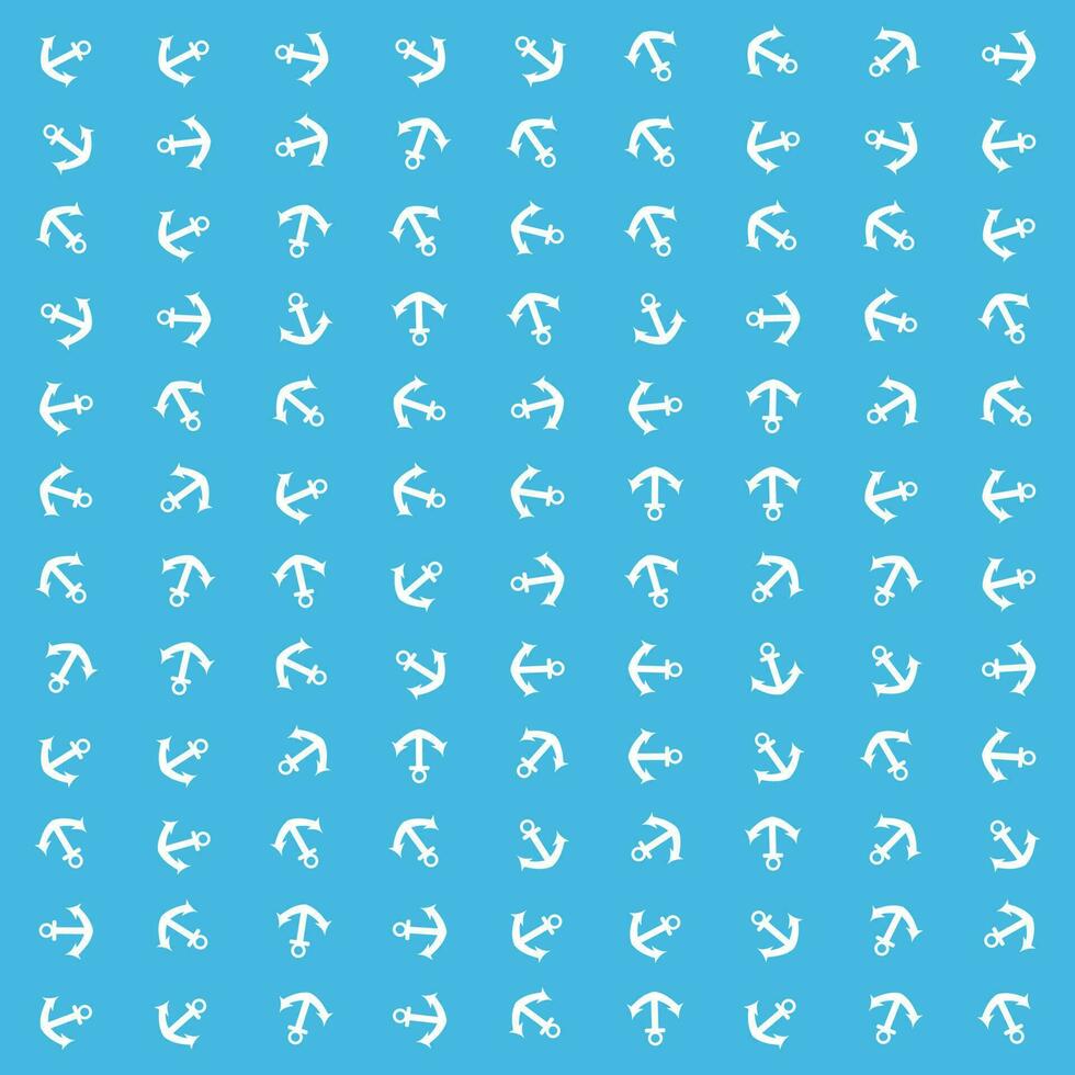 blue background pattern with white anchors vector