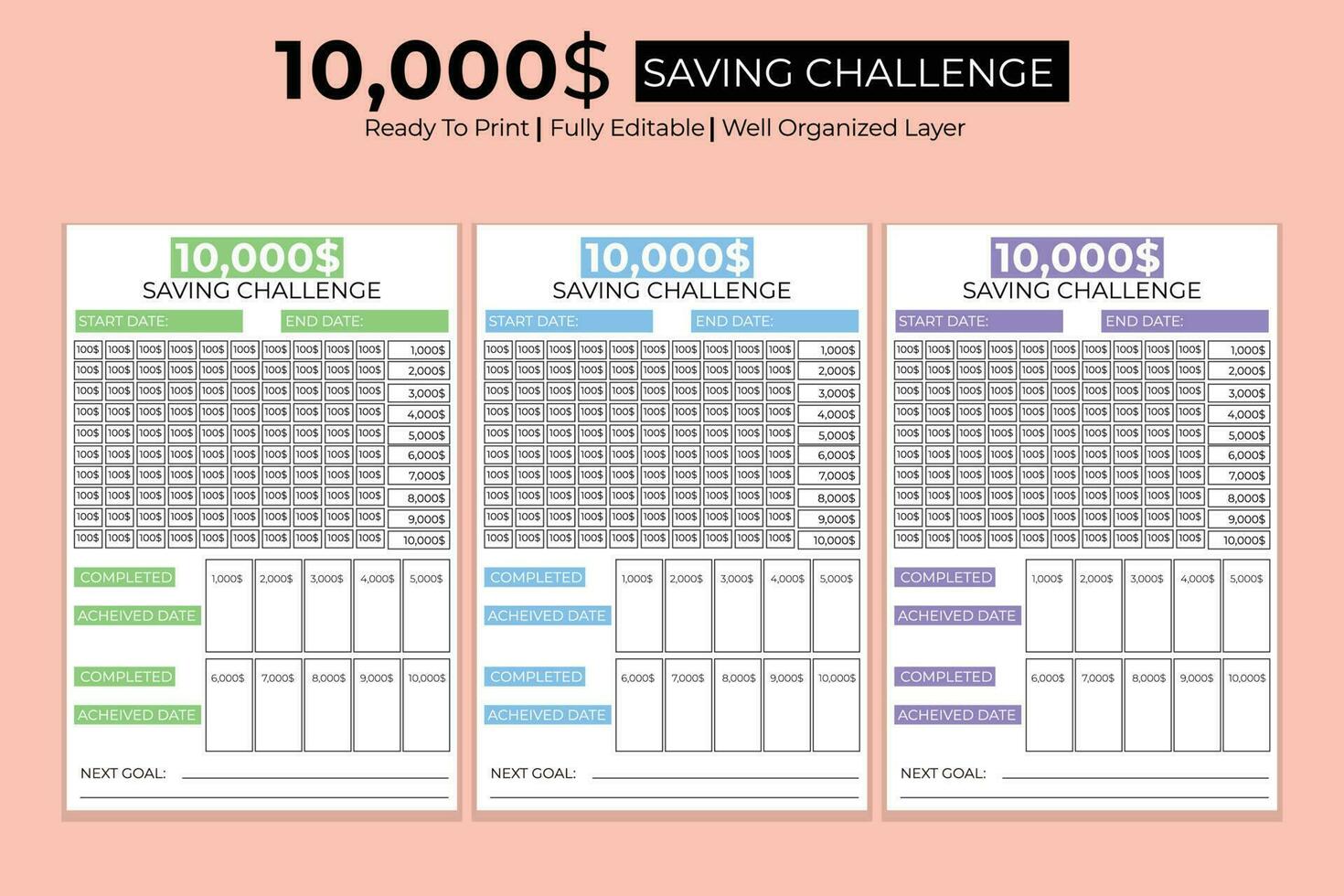 10K Saving Challenge vector