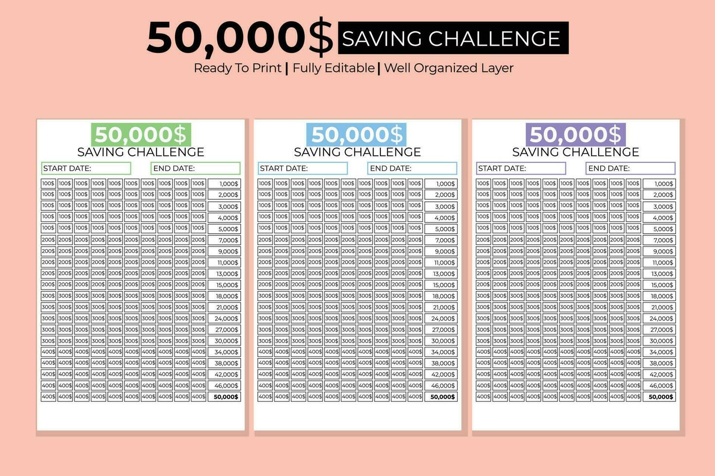 50K Saving Challenge vector