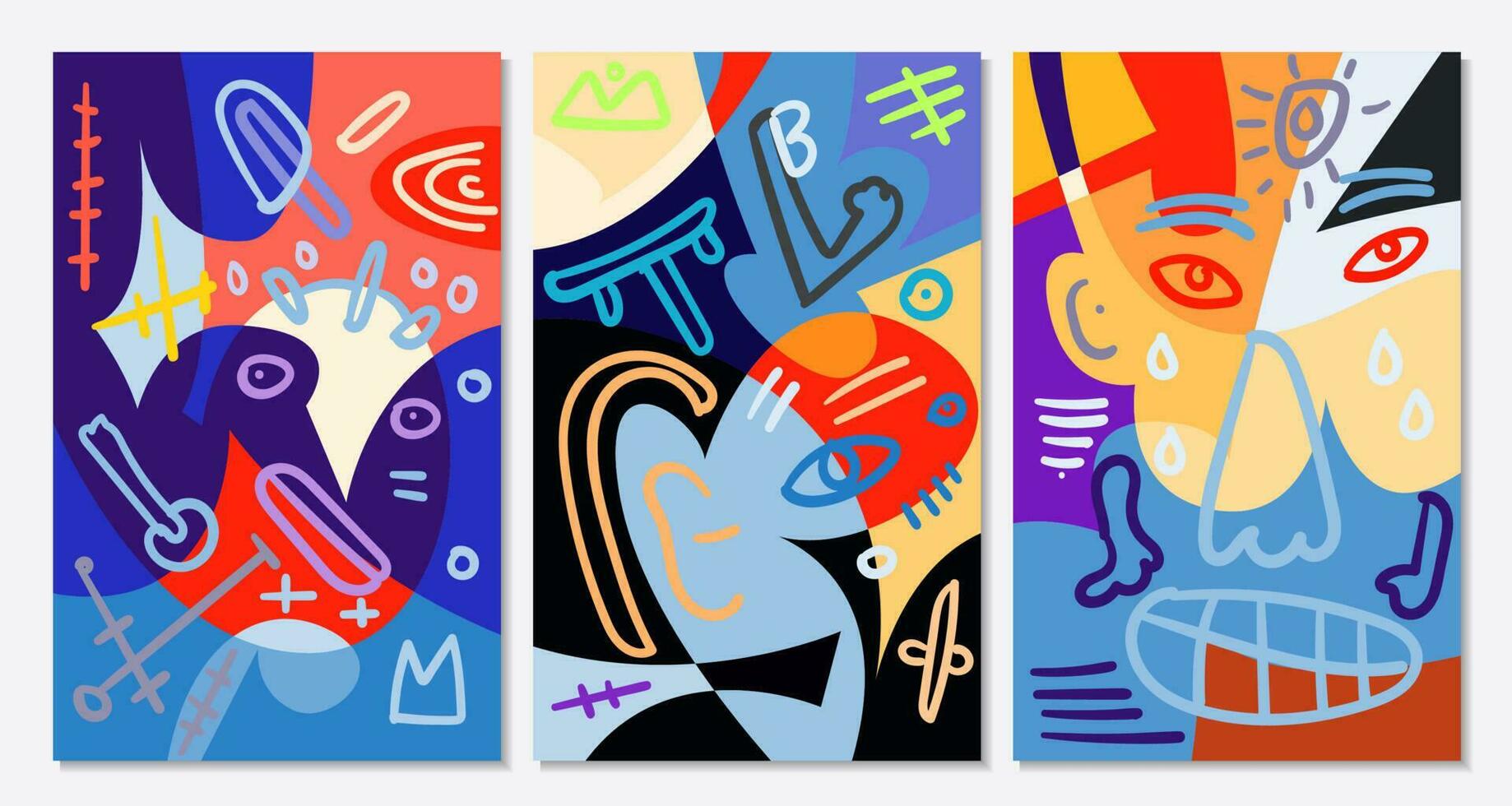 Vector colorful abstract pop art face and mask  background for summer