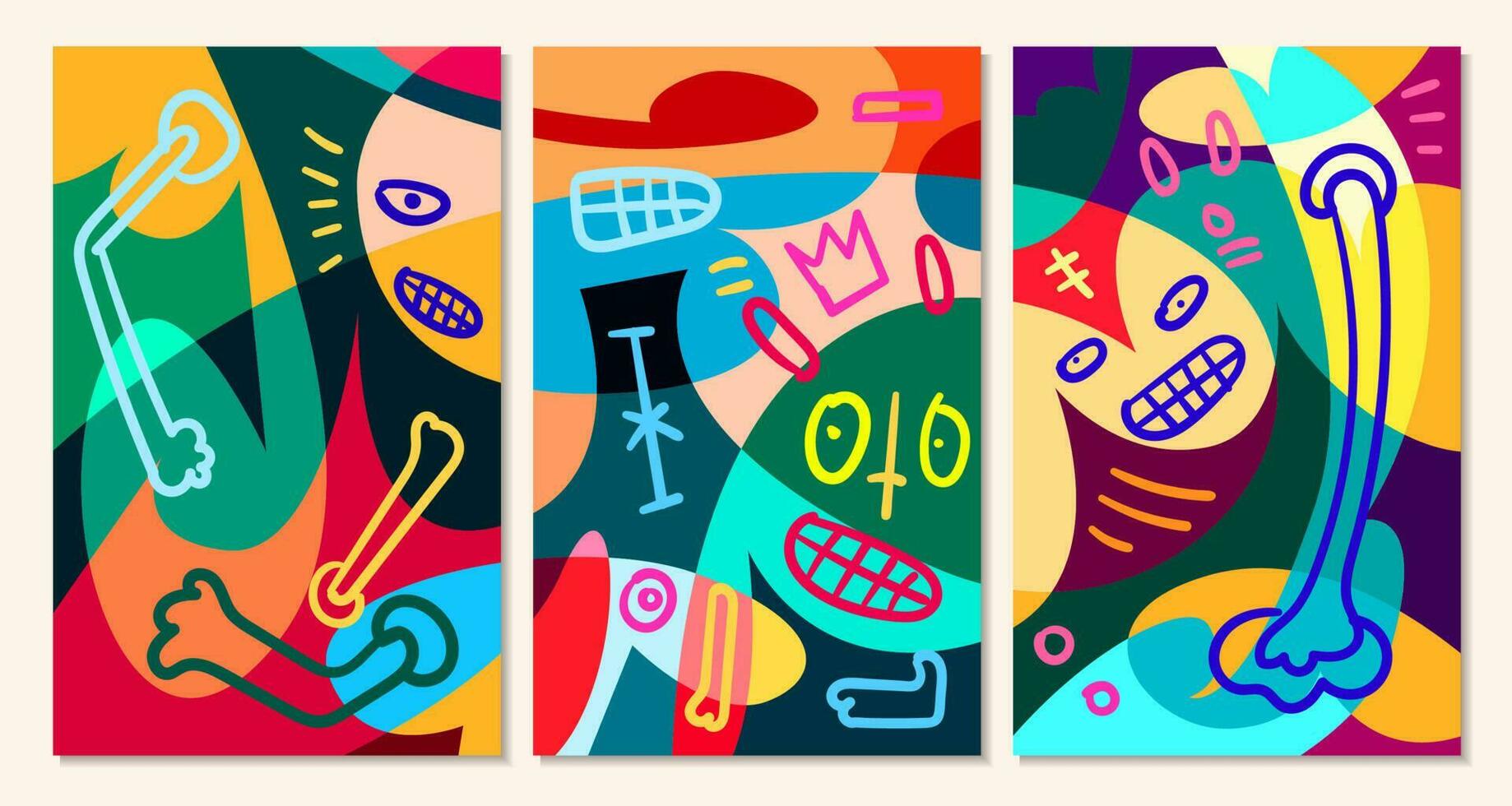 Vector colorful abstract pop art face and mask  background for summer