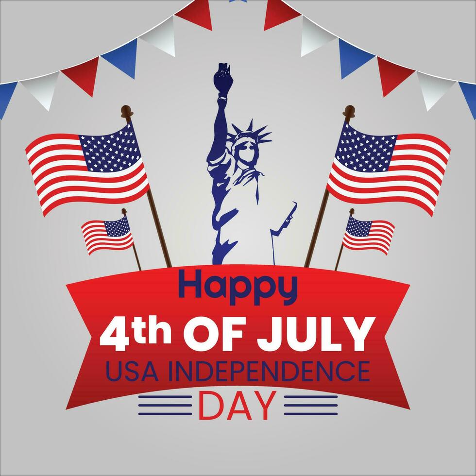 4th July wishing design vector file