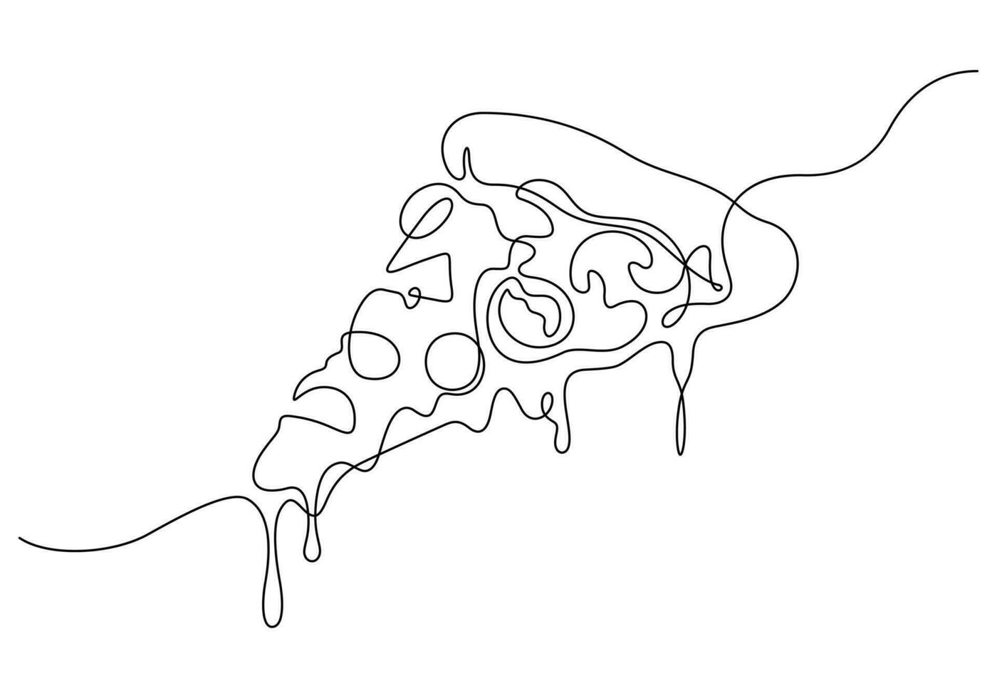 rebanado Pizza en continuo línea dibujo Delgado lineal vector