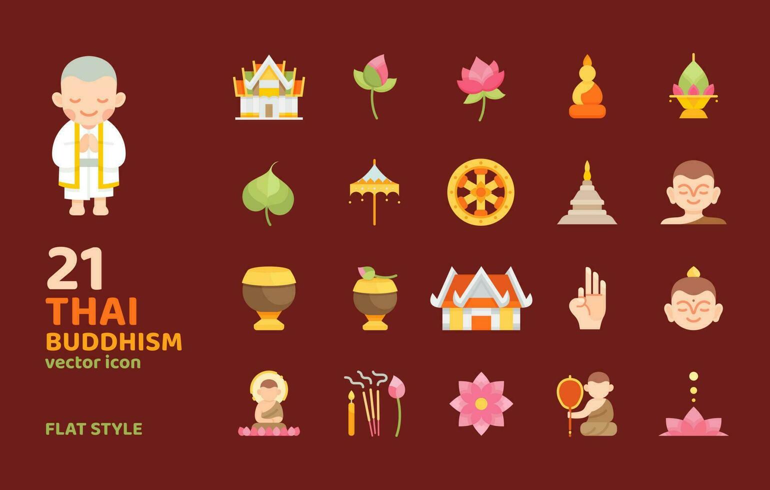 thai buddhism flat icon style vector illustration