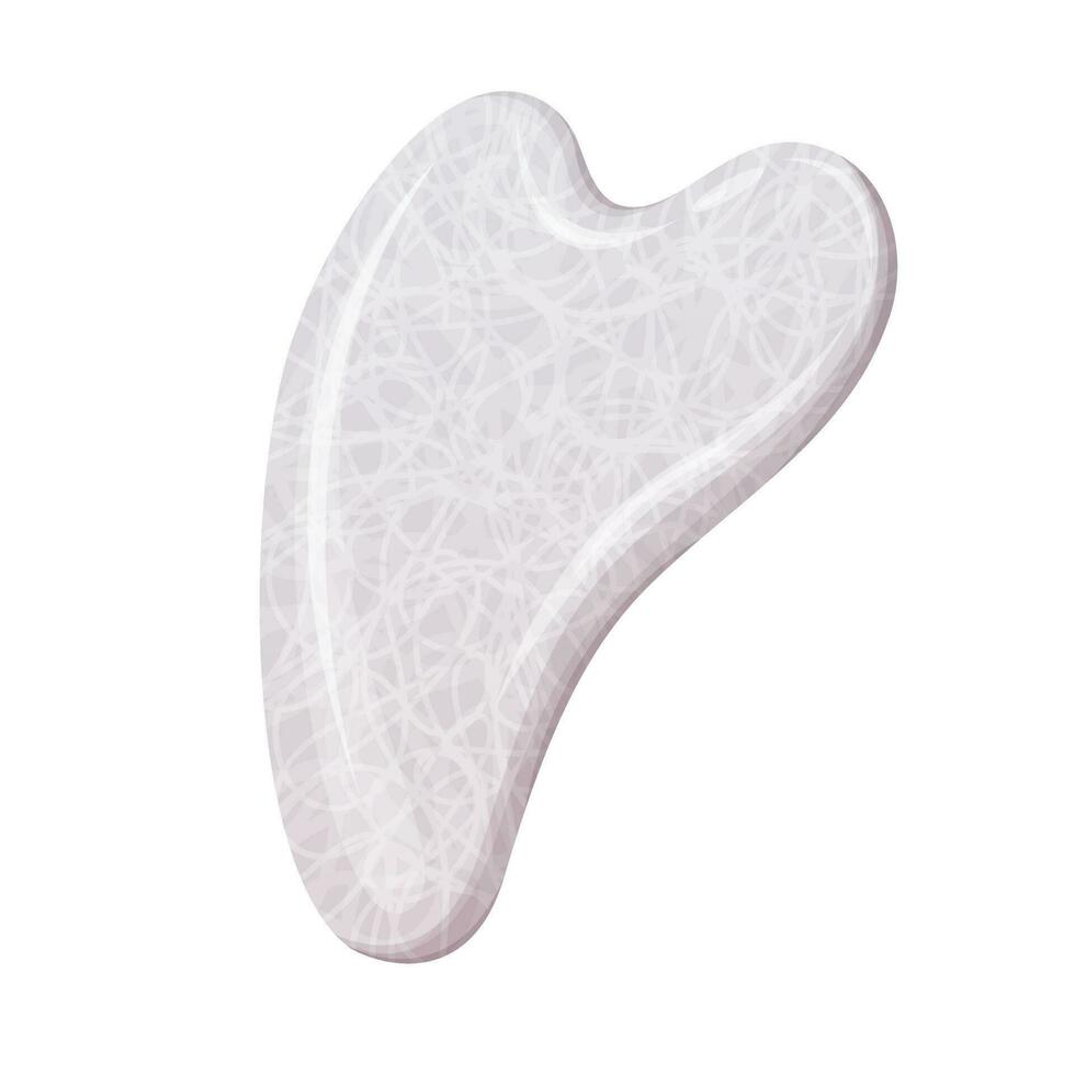 Gua sha for face and body massage made of natural stone, white agate, rose quartz. Concept for skin care, self-care. Trendy vector illustration.