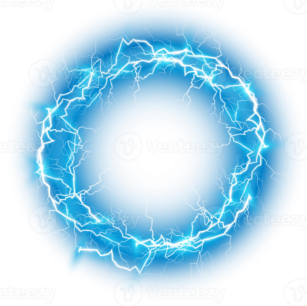 Blue Ball lightning. Abstract electric lightning strike. Light flash