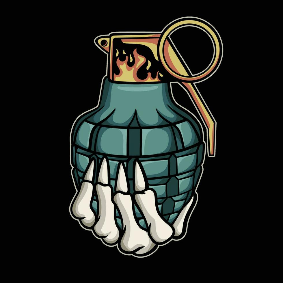 Skull Holding Grenade vector