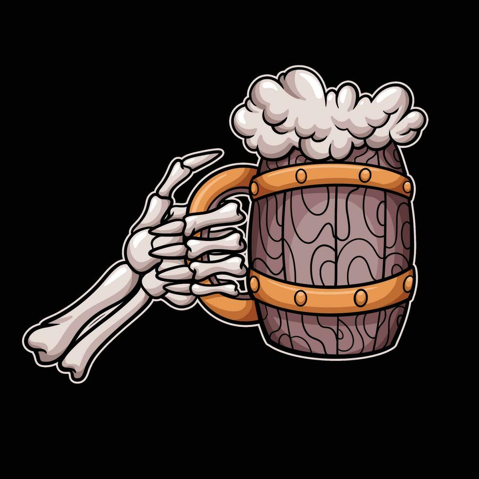 Skull Hand beer vector