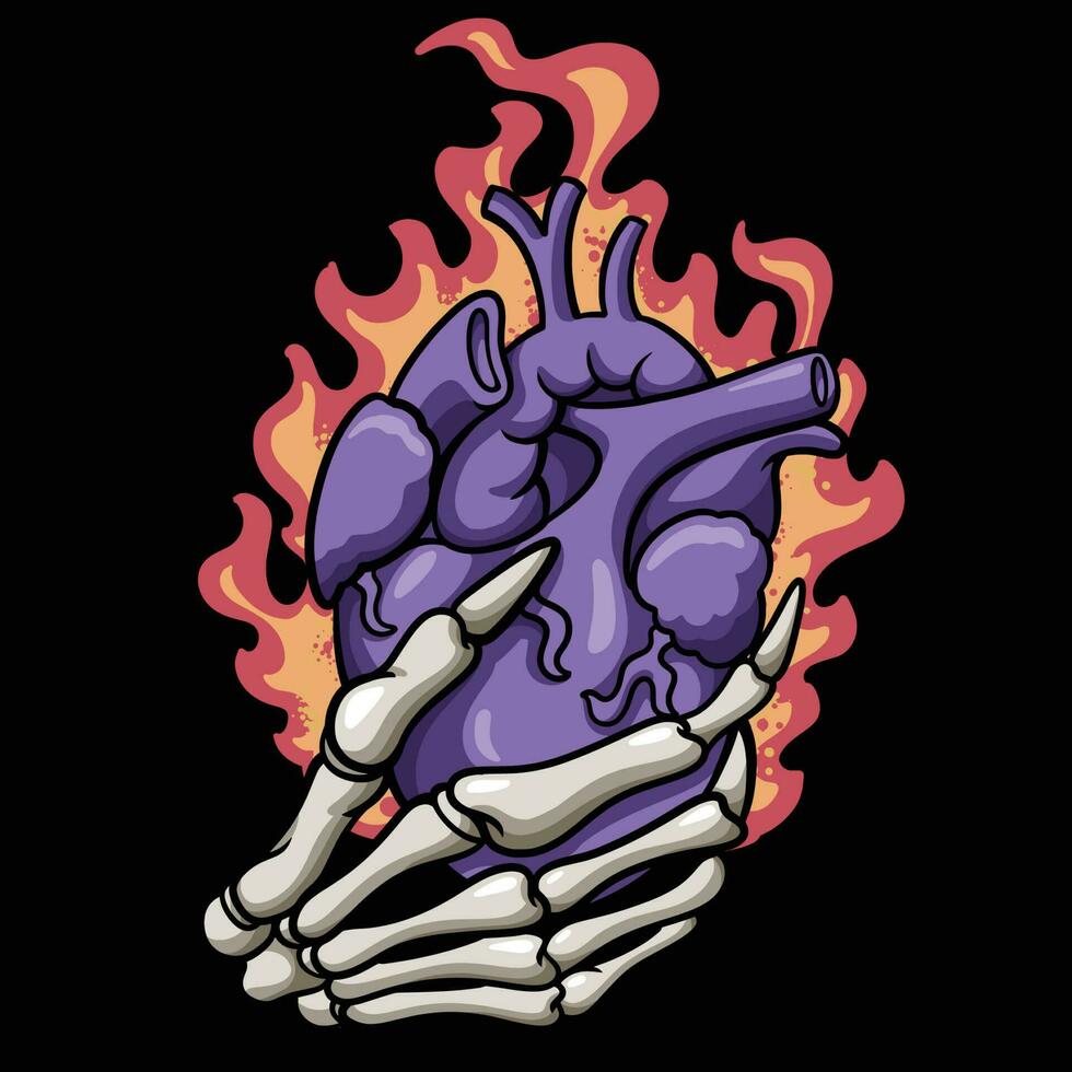 Skull Holding Heart vector
