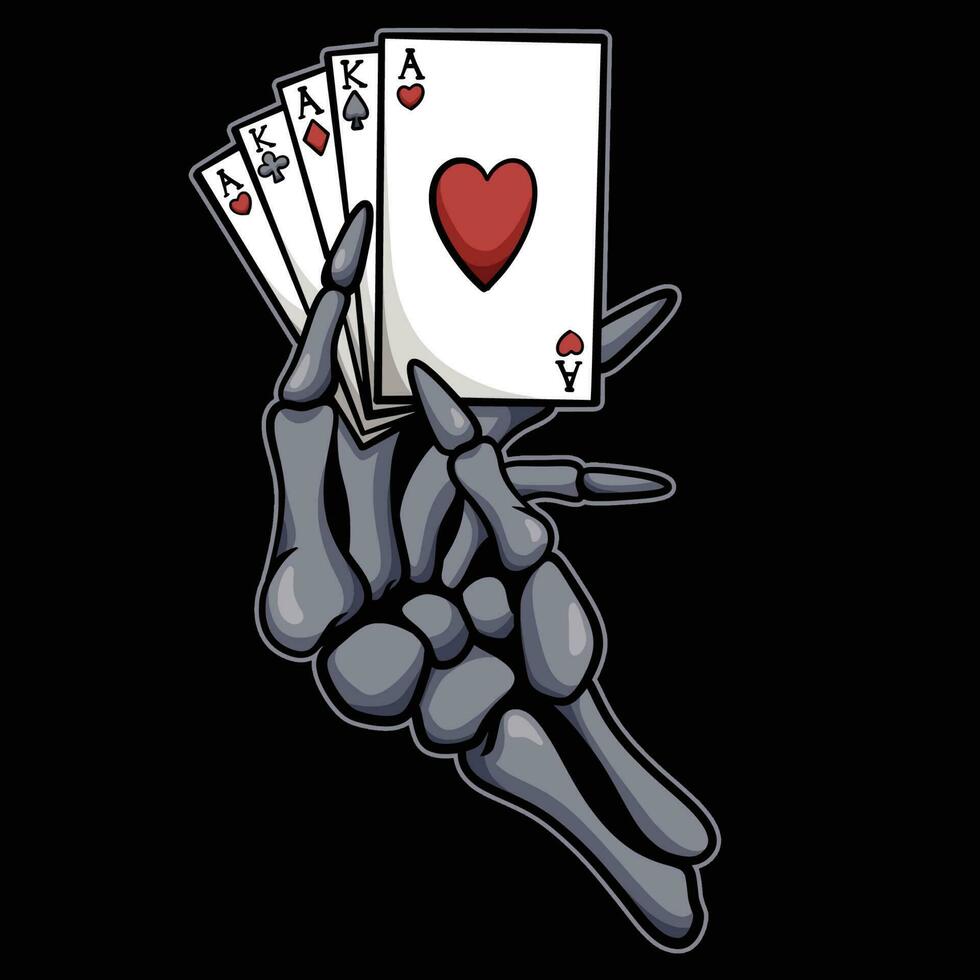 Skull Holding Card vector