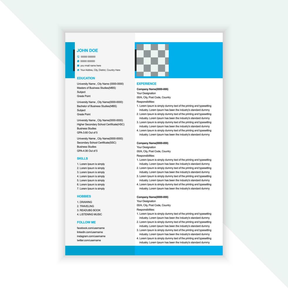 Modern and Professional Resume Template vector