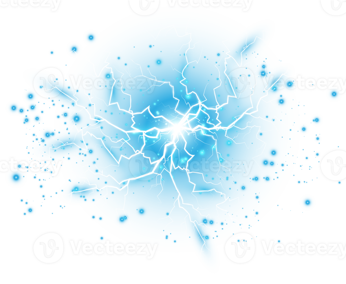 Blue Magic lightning and bright light effects. Discharge electric current. Charge current. Natural phenomena. PNG. png