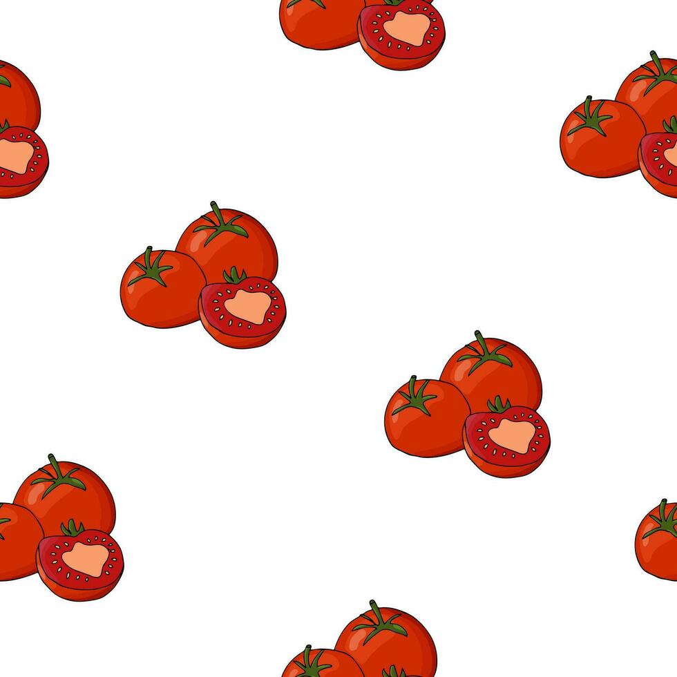 Seamless tomato pattern on white background vector