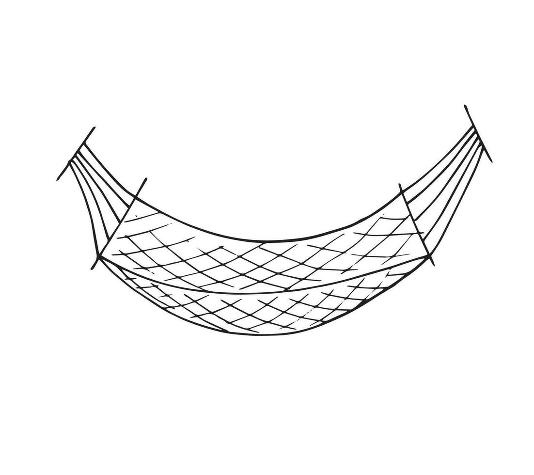 Vector hand-drawn doodle hammock isolated on white background. Portable hammock isolated on a white background.