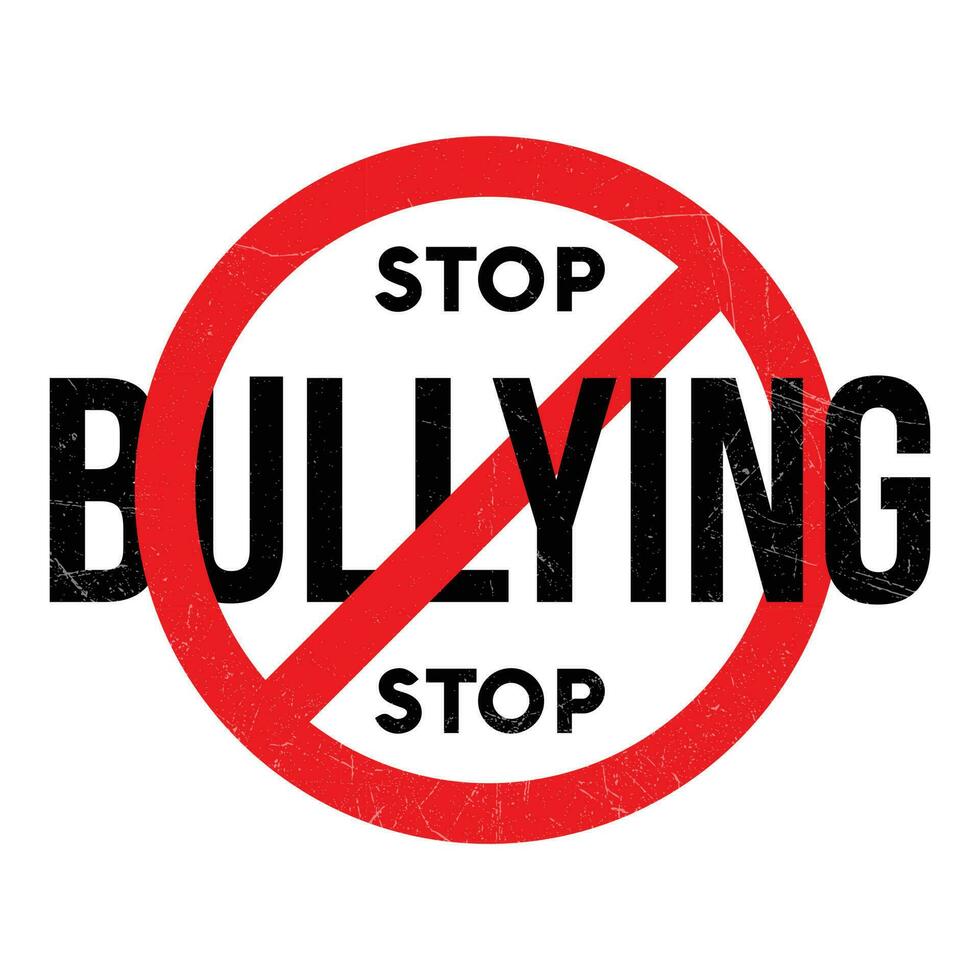 stop bullying rubber stamp, badge, vintage badge, retro badge, vintage logo, child abuse in the school, cyberbullying  seal design concept, stop bullying design for awareness vector illustration