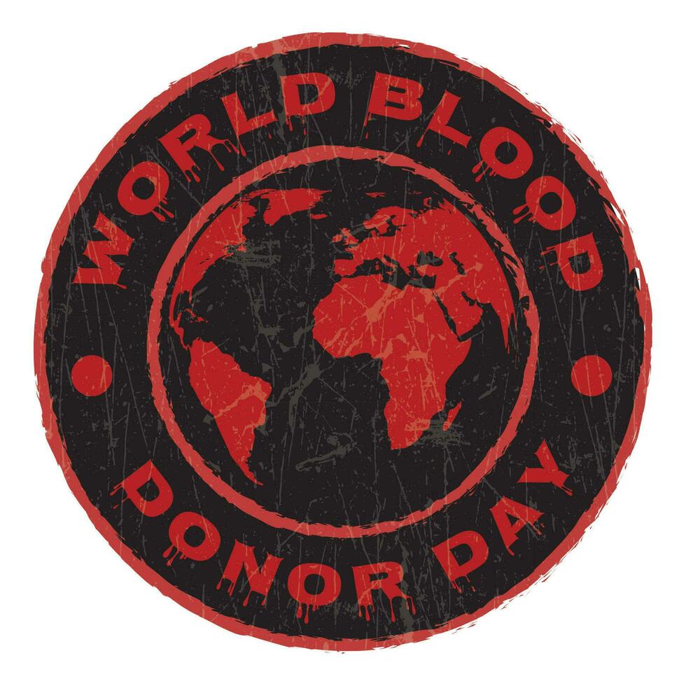 world blood donor day logo, honor the blood donor, blood donor day, badge, emblem, stamp, rubber, sticker, banner, tag, label, vintage, retro, vector illustration with grunge texture