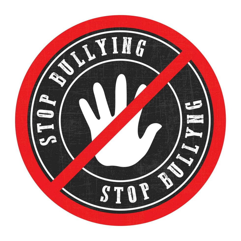 stop bullying rubber stamp, badge, vintage badge, retro badge, vintage logo, child abuse in the school, cyberbullying  seal design concept, stop bullying design for awareness vector illustration
