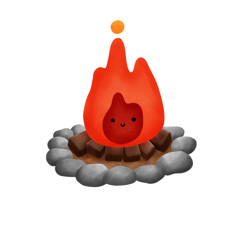happy bonfire on camping png