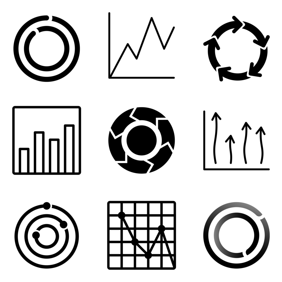 Infograph Circles and Graphs Icons Collection png