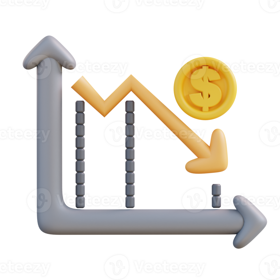 3d Illustration The dollar exchange rate is falling png